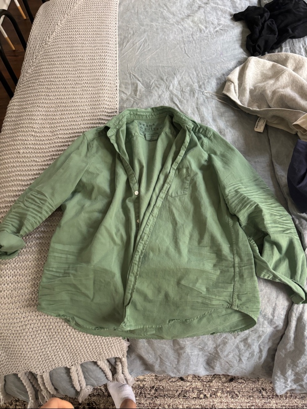 Frank & Eileen Moss Green Button-Up Shirt